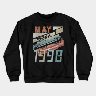 Born In MAY 1998 220th Years Old Retro Vintage Birthday Crewneck Sweatshirt